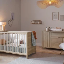 Chambre bébé duo Calypso Chêne: Lit bébé 70x140, Commode 3 tiroirs 1 porte de Galipette