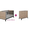 Chambre bébé duo Marcel Chêne Blond Et Noir : Lit 70x140, Commode 3 tiroirs                             de Galipette                                                                                                                3 avis