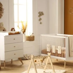 Chambre bébé duo Nacréa :  Lit bébé 60x120 cm, Commode 3 Tiroirs                            de Sauthon