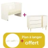 Chambre bébé duo Paloma : Lit 120 X 60  , Commode  3 Tiroirs + 1 porte, Plan à langer Grand, modèle blanc offert                             de Sauthon