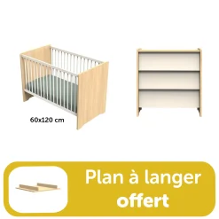 Chambre bébé duo Vanille: Lit 60x120, commode, plan à langer offert                            de Sauthon