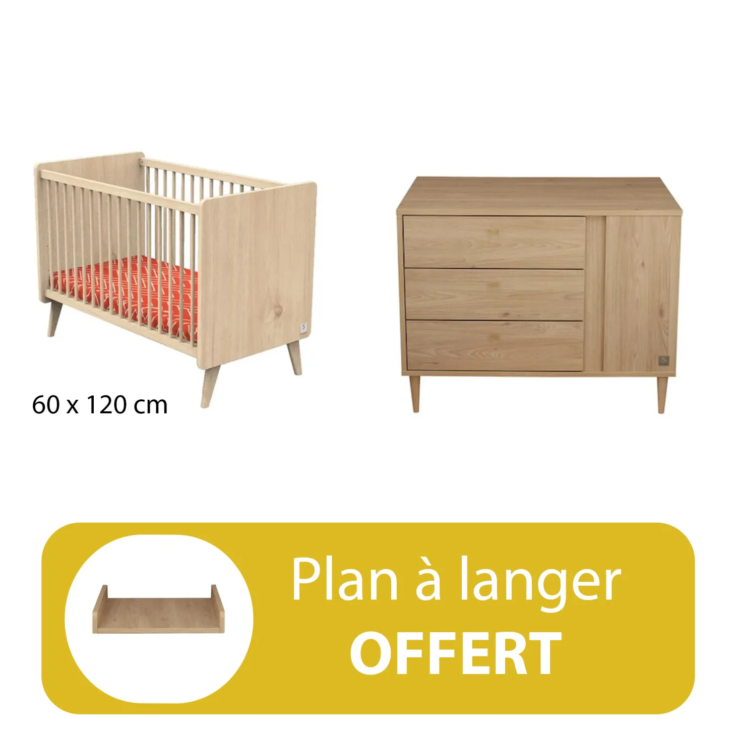 Chambre duo bébé Ilot avec lit arty + plan offert de Sauthon