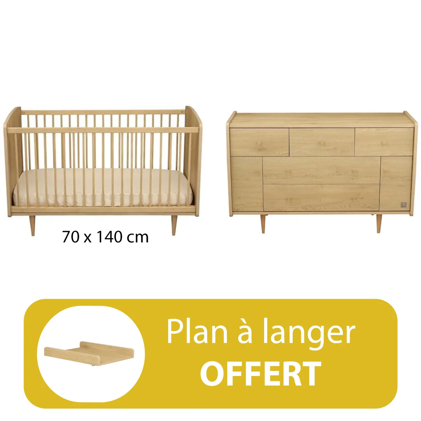 Chambre duo bébé My Love grande commode plan offert de Sauthon
