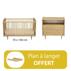 Chambre duo bébé My Love petite commode plan offert                            de Sauthon