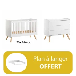 Chambre duo Vintage  blanc lit 70x140 + plan offert                            de Vox