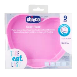 Chicco                    Assiette coeur en silicone avec ventouse    rose