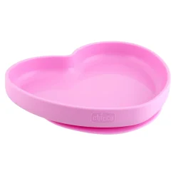 Chicco                    Assiette coeur en silicone avec ventouse    rose