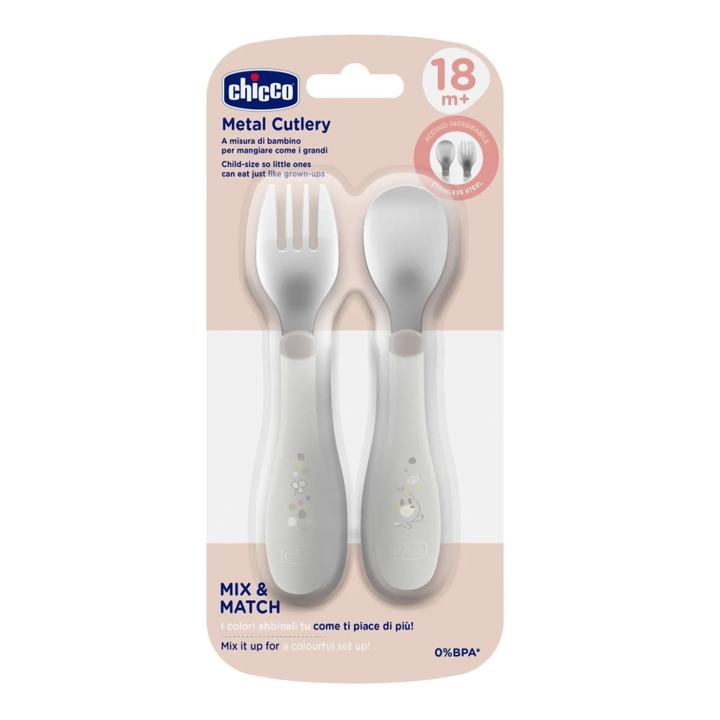 Chicco Couverts En Métal Gris