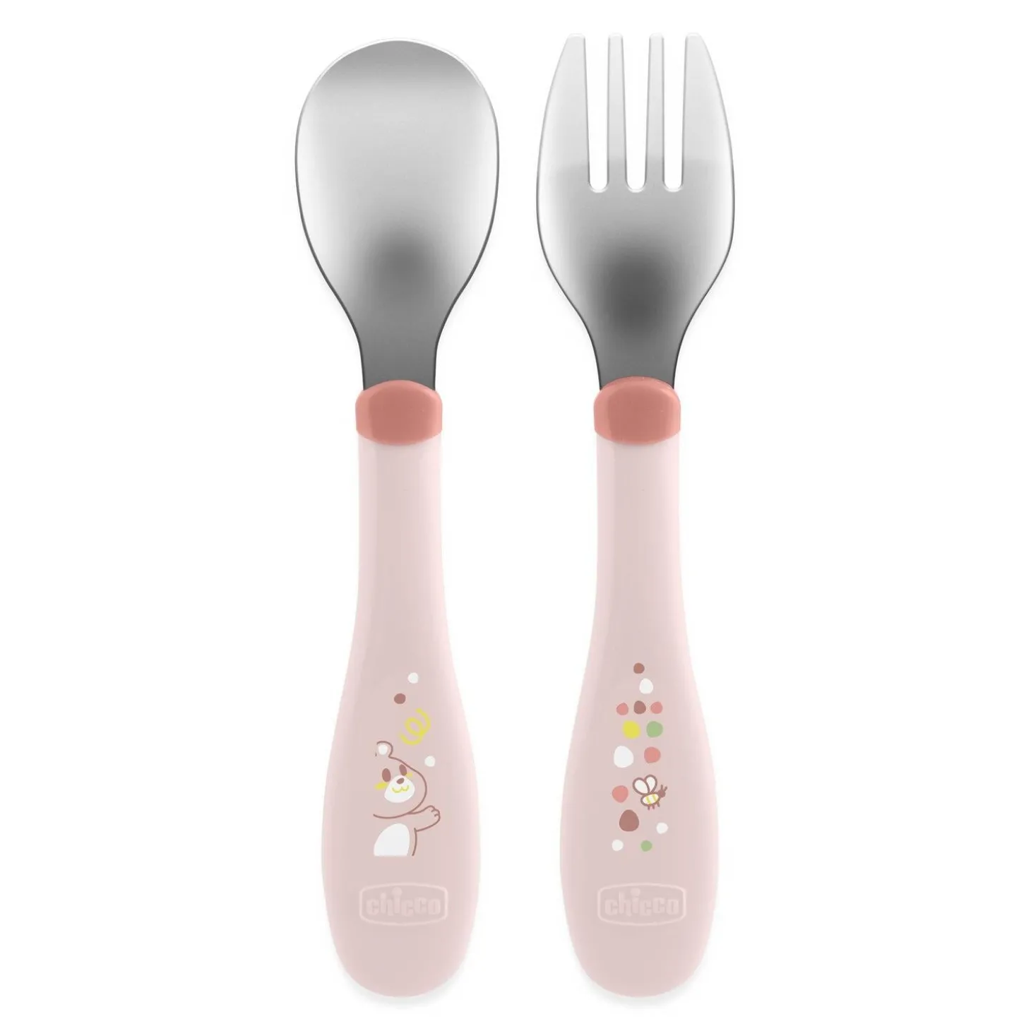 Chicco Couverts En Métal Rose