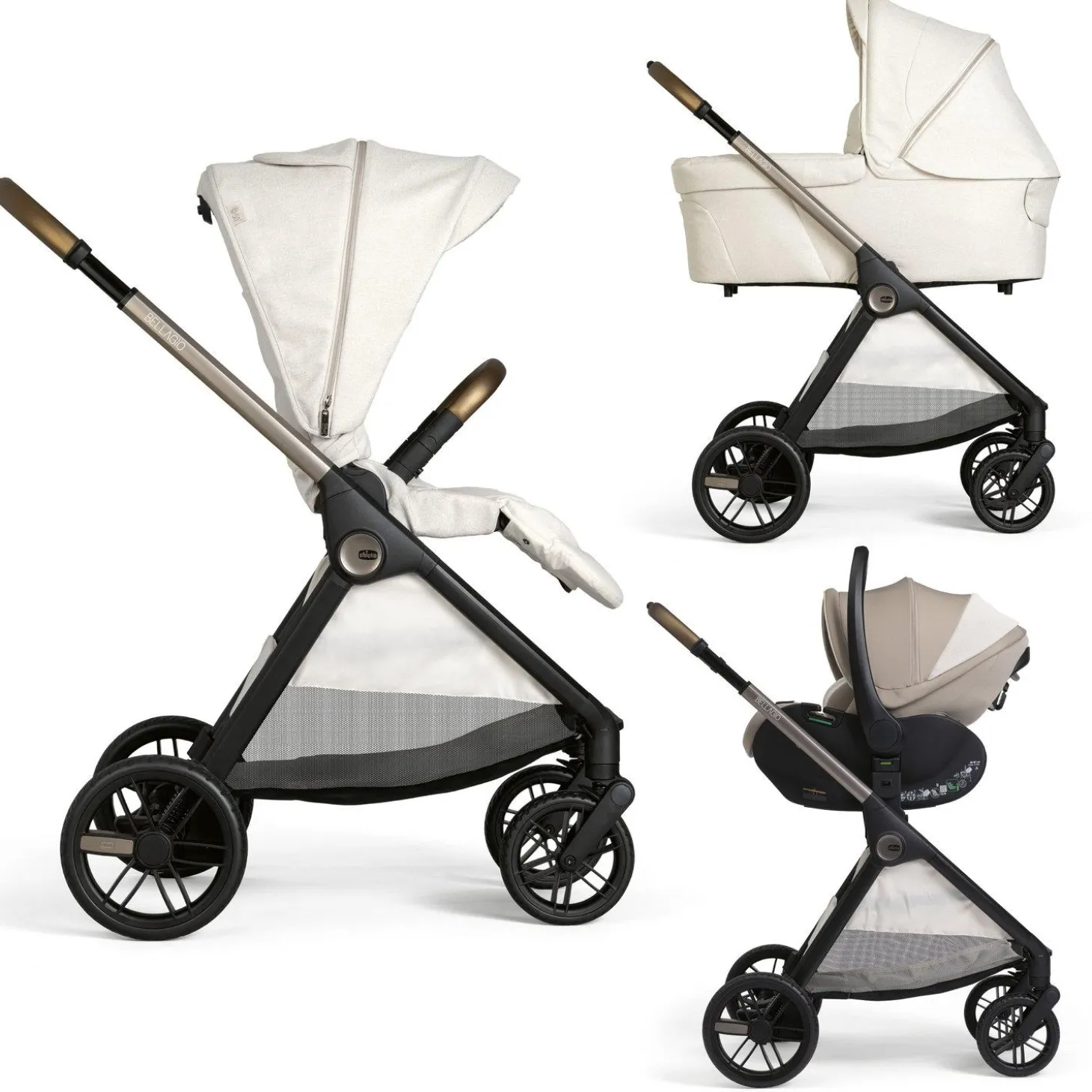 Chicco Pack Trio Poussette Bellagio 2 pliage automatique Recline Amber Glow
