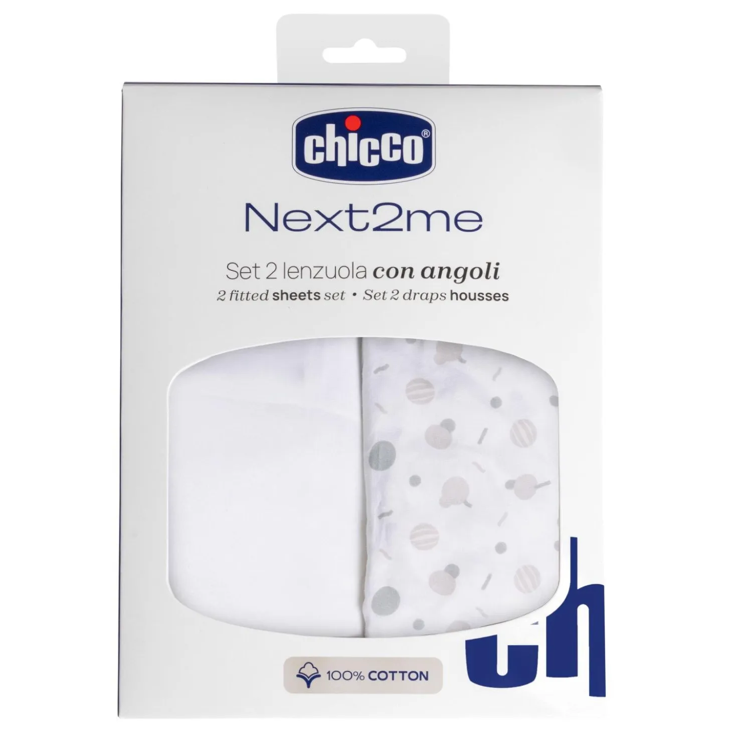 Chicco Set Draps Housse Coton Next2me Confetti