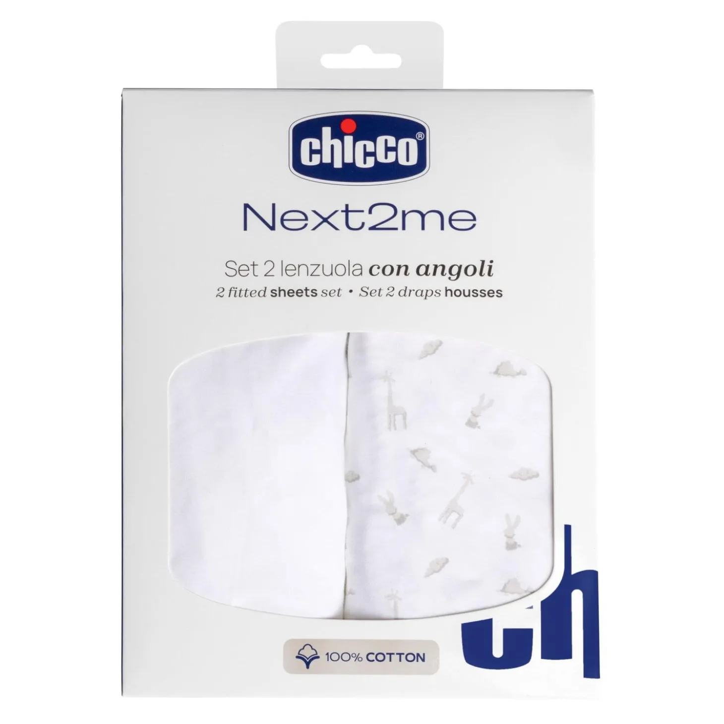 Chicco Set Draps Housse Coton Next2me Clouds
