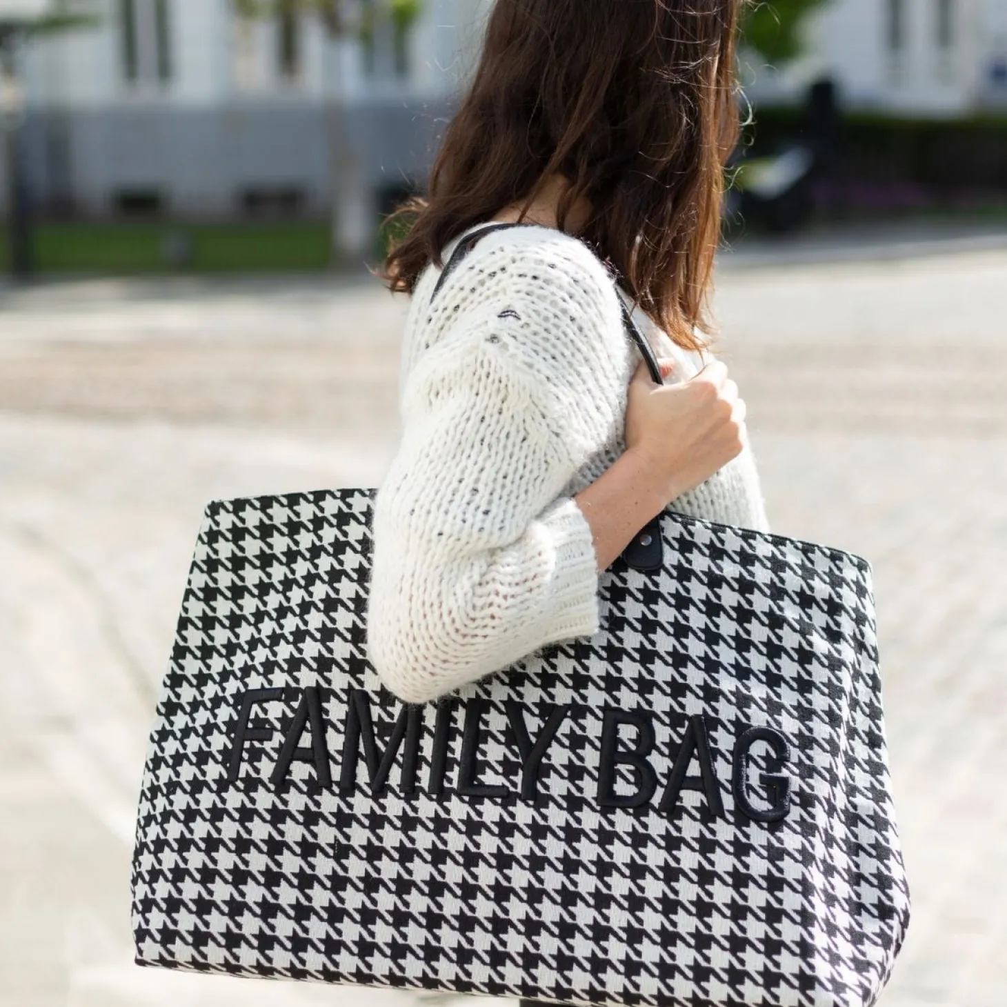 Childhome Sac à langer Family Bag pied de poule Noir