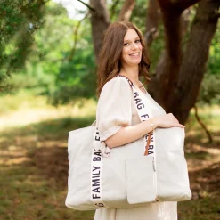 Childhome                    Sac à langer Family Bag signature canvas    Ecru