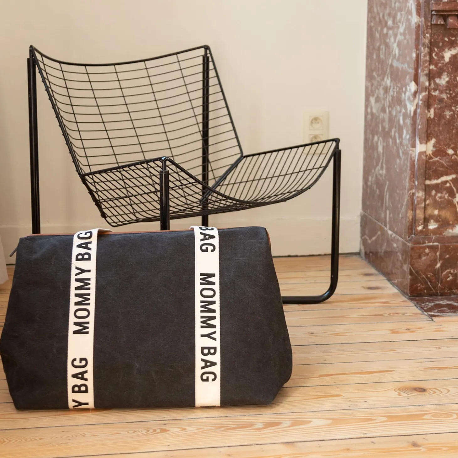 Childhome Sac à langer Mommy bag signature toile Black