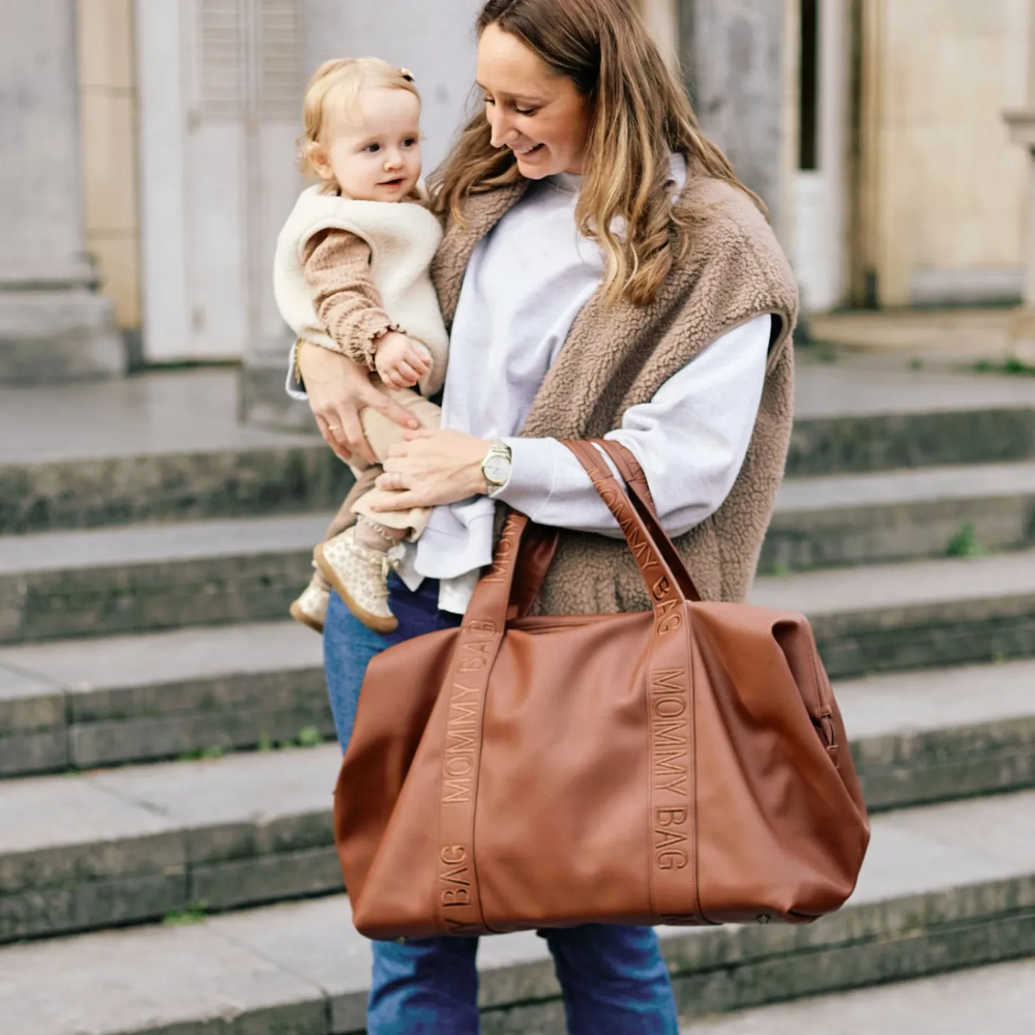 Childhome Sac à langer Mommy Bag Simili Cuir Dark Brown