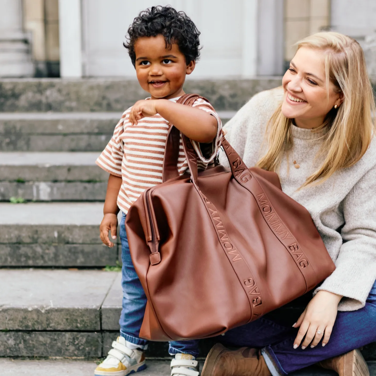 Childhome Sac à langer Mommy Bag Simili Cuir Dark Brown