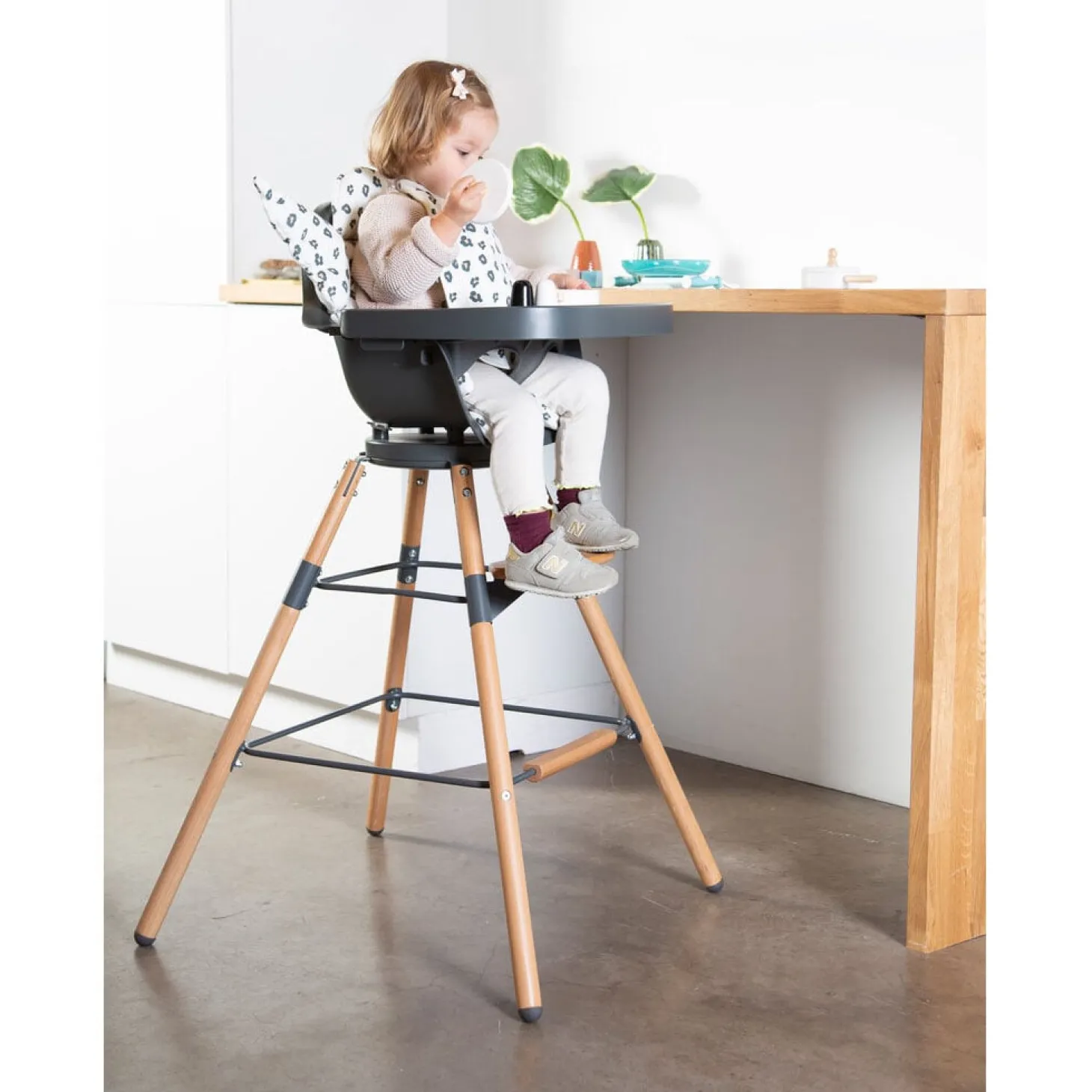Childhome Set De Pieds Extra Longs + Repose Pieds Chaise Evolu Naturel/Anthracite