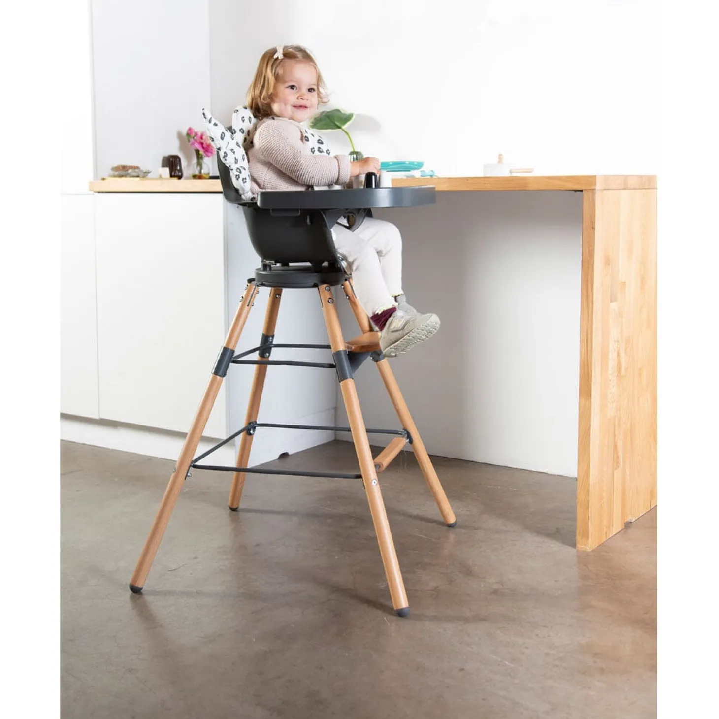 Childhome Set De Pieds Extra Longs + Repose Pieds Chaise Evolu Naturel/Anthracite