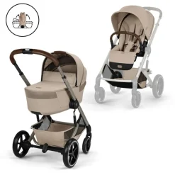 Cybex Duo Poussette Balios S Lux + Nacelle Pliable Châssis Taupe/Almond Beige
