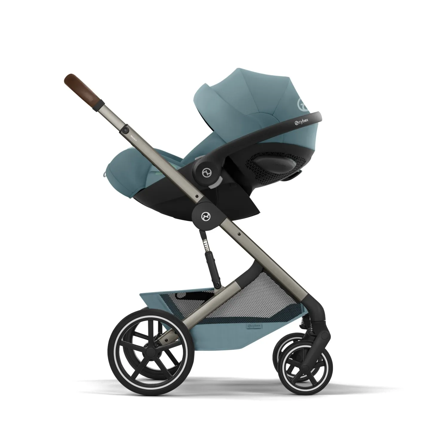Cybex Duo Poussette Balios S Lux + Nacelle Pliable Châssis Taupe/Stormy Blue