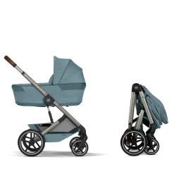 Cybex Duo Poussette Balios S Lux + Nacelle Pliable Châssis Taupe/Stormy Blue