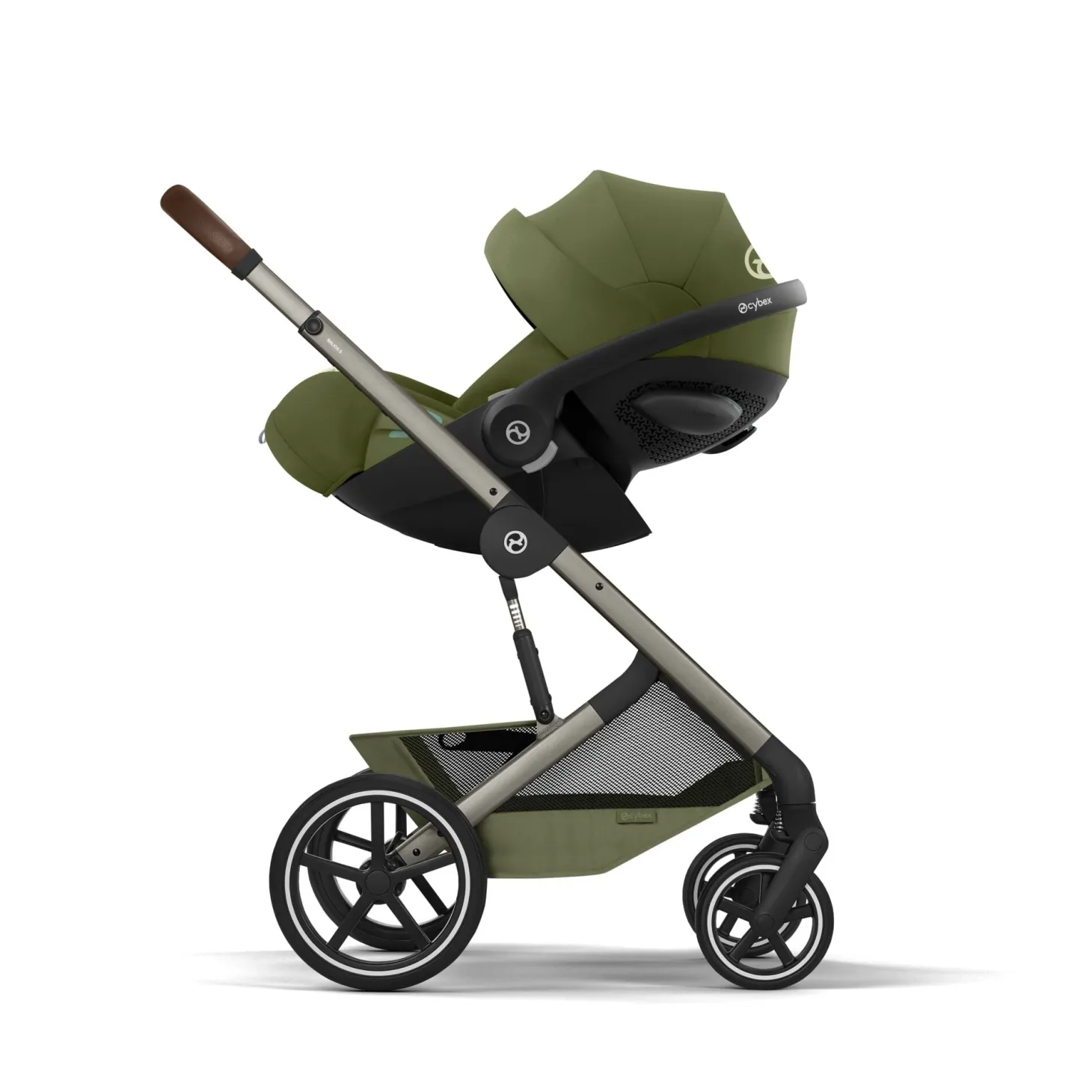 Cybex Duo Poussette Balios S Lux + Nacelle Pliable Châssis Taupe/Moss Green