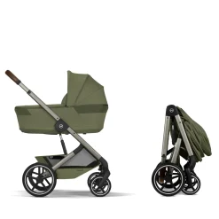 Cybex Duo Poussette Balios S Lux + Nacelle Pliable Châssis Taupe/Moss Green