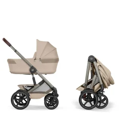 Cybex Duo poussette Talos S Lux + Nacelle pliable Châssis Taupe/Almond Beige