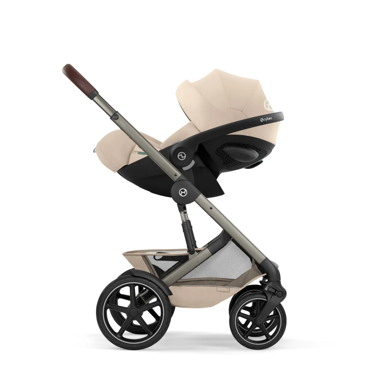Cybex Duo poussette Talos S Lux + Nacelle pliable Châssis Taupe/Almond Beige