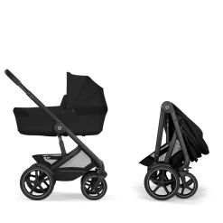 Cybex Duo poussette Talos S Lux + Nacelle pliable Châssis Noir/Moon Black
