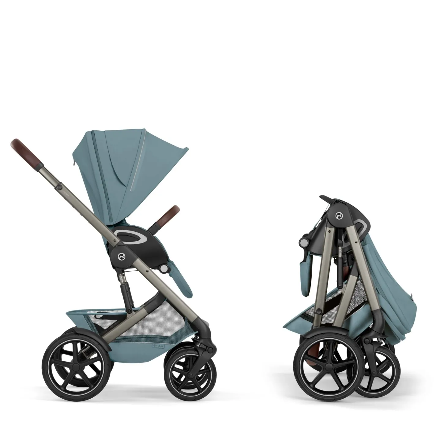 Cybex Duo poussette Talos S Lux + Nacelle pliable Châssis Taupe/Stormy Blue