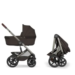Cybex Duo poussette Talos S Lux + Nacelle pliable Châssis Taupe/Chocolate Brown