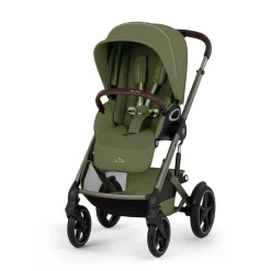 Cybex Duo poussette Talos S Lux + Nacelle pliable Châssis Taupe/Moss Green