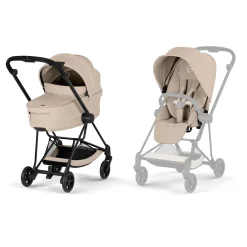 Cybex Poussette citadine avec nacelle pliable Duo Mios Châssis Matt Black / Cozy Beige