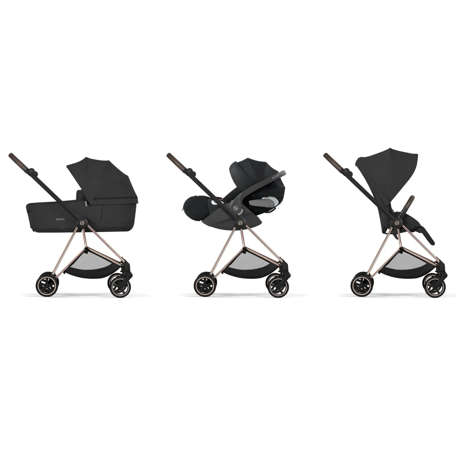 Cybex Poussette citadine avec nacelle pliable Duo Mios Châssis Rose Gold / Sepia Black