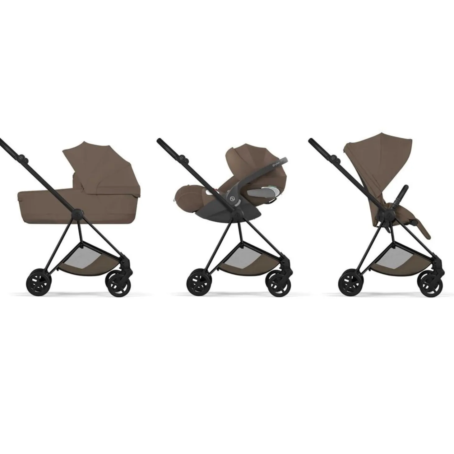 Cybex Poussette citadine avec nacelle pliable Duo Mios Châssis Matt Black / Coconut Brown