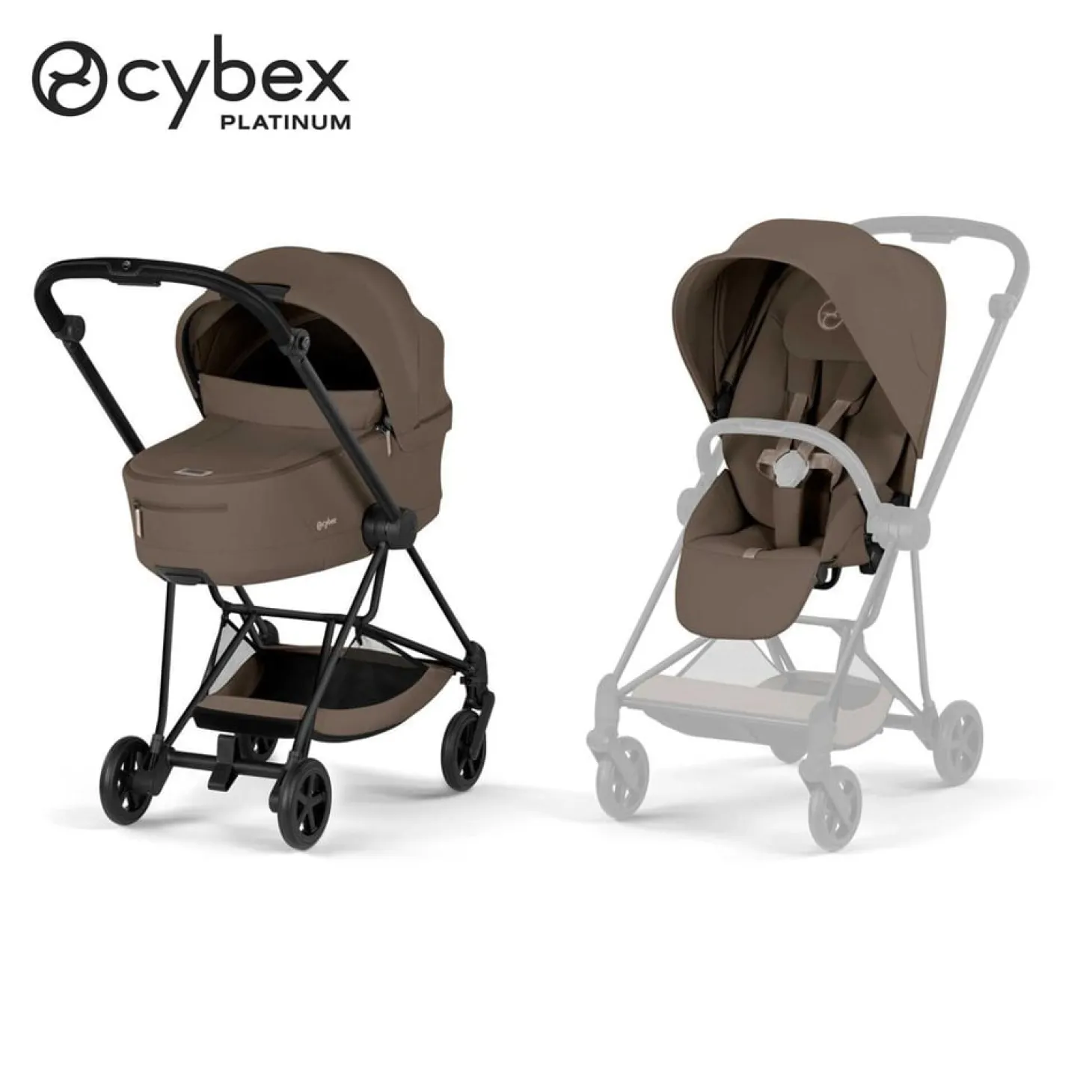 Cybex Poussette citadine avec nacelle pliable Duo Mios Châssis Matt Black / Coconut Brown