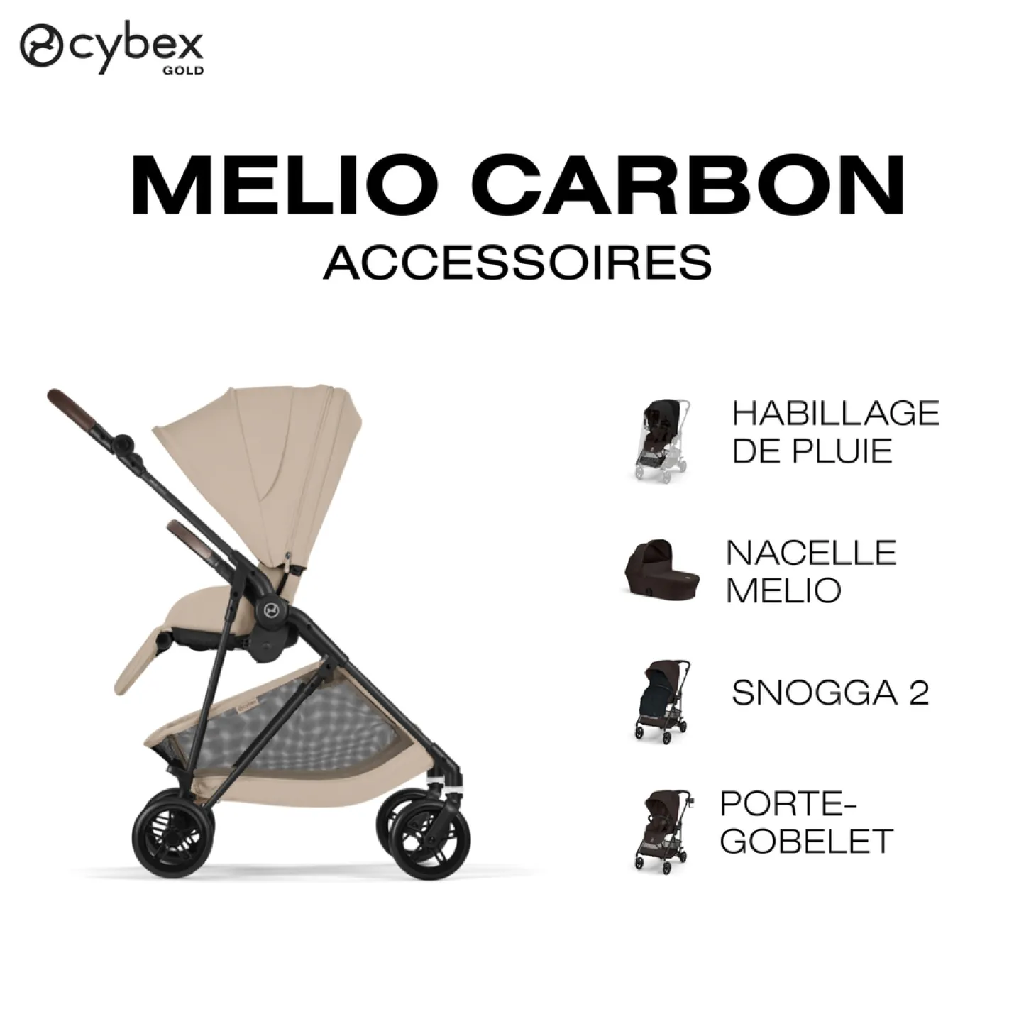 Cybex Poussette Citadine Ultra Légère Melio Carbon Almond Beige