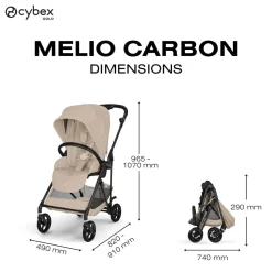 Cybex Poussette Citadine Ultra Légère Melio Carbon Almond Beige