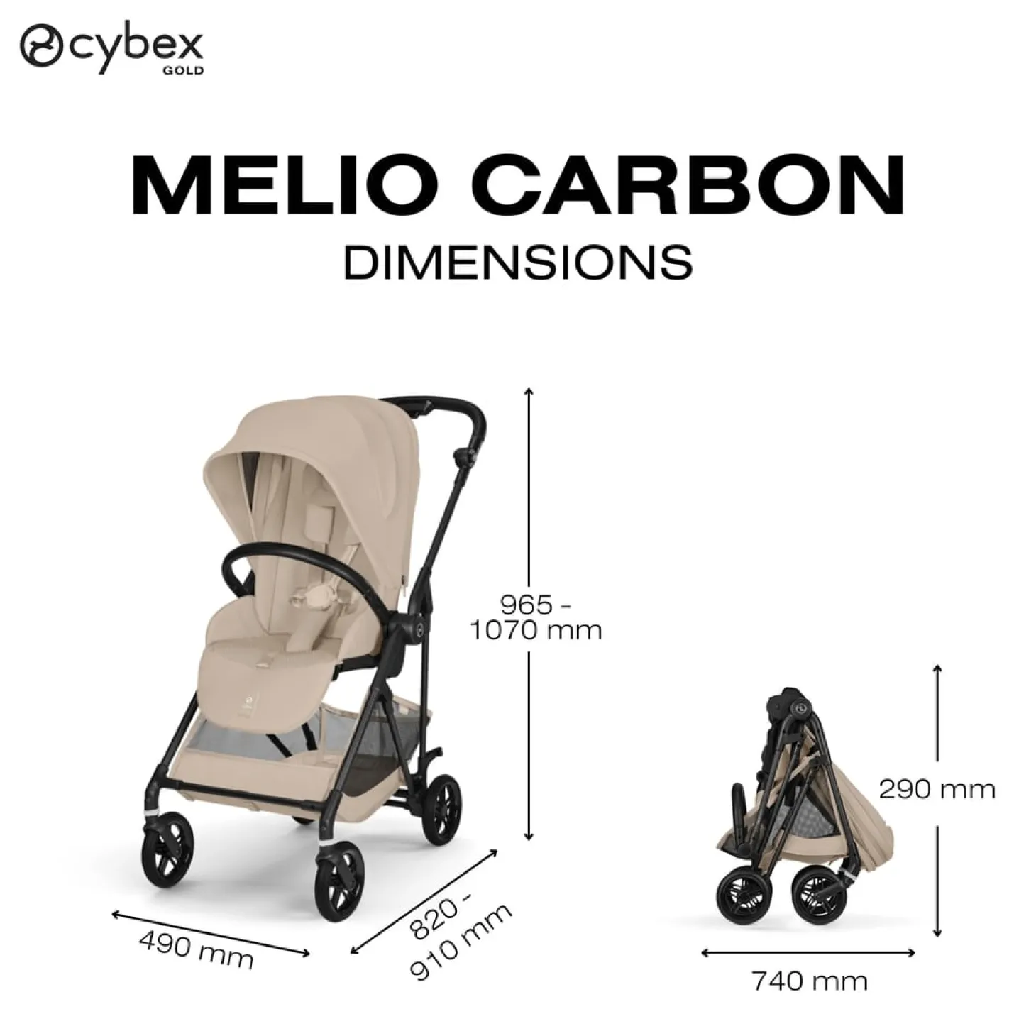 Cybex Poussette Citadine Ultra Légère Melio Carbon Almond Beige