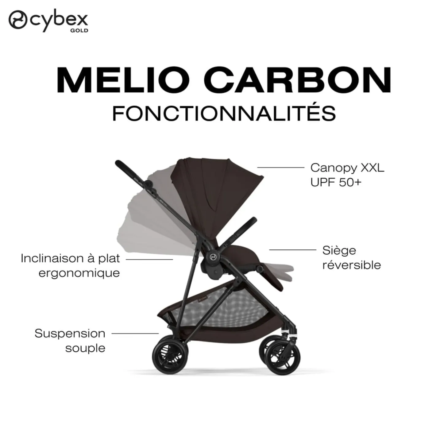Cybex Poussette Citadine Ultra Légère Melio Carbon Chocolate Brown