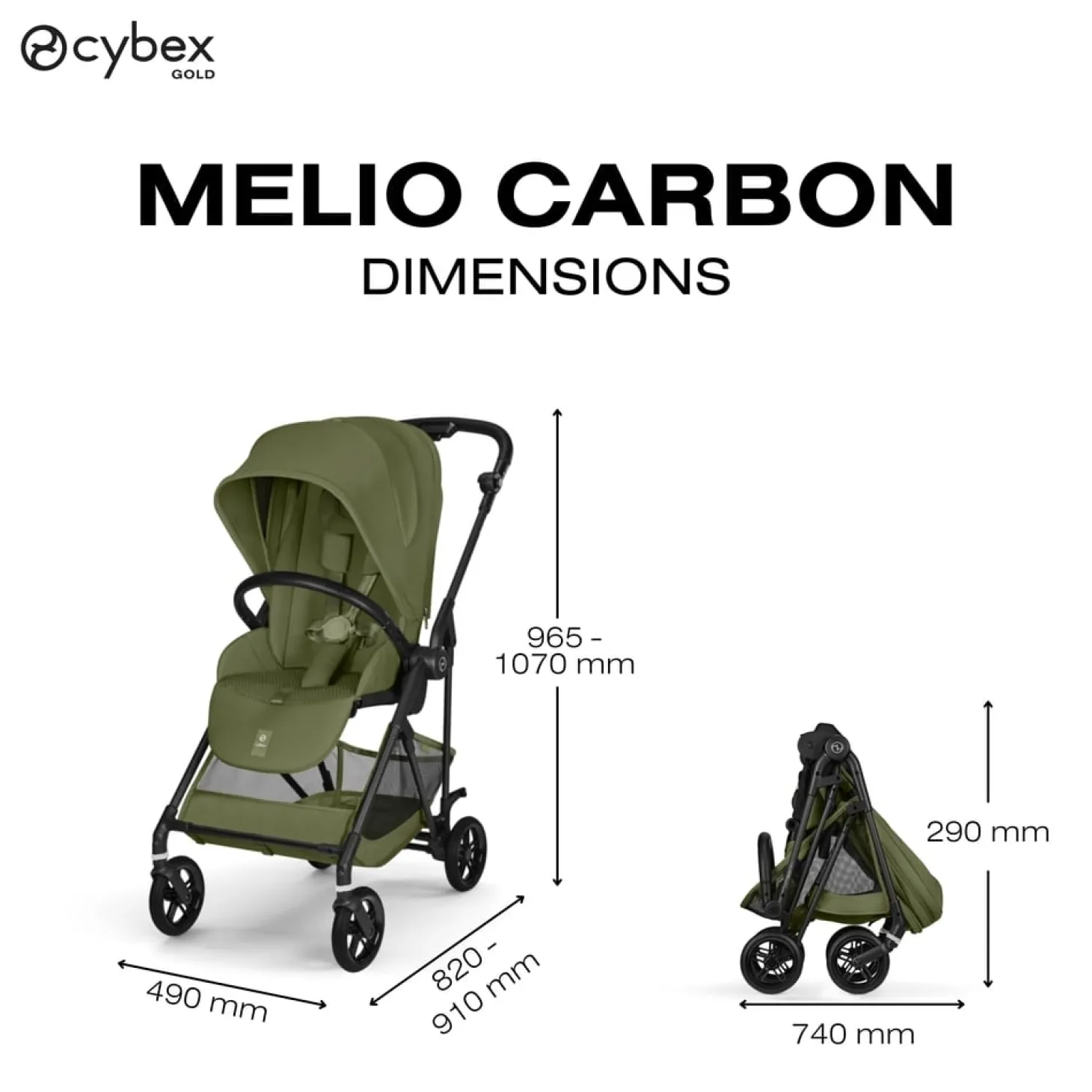 Cybex Poussette Citadine Ultra Légère Melio Carbon Moss Green