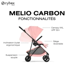 Cybex Poussette Citadine Ultra Légère Melio Carbon Candy Pink