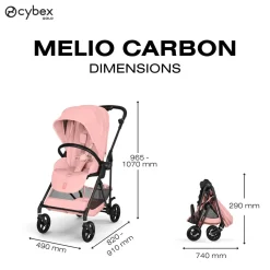Cybex Poussette Citadine Ultra Légère Melio Carbon Candy Pink