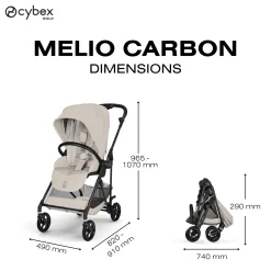 Cybex Poussette Citadine Ultra Légère Melio Carbon Dune Grey