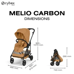Cybex                    Poussette Citadine Ultra Légère Melio Carbon     Cinnamon Yellow