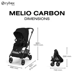Cybex Poussette Citadine Ultra Légère Melio Carbon Magic Black