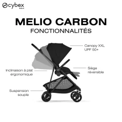 Cybex Poussette Citadine Ultra Légère Melio Carbon Magic Black