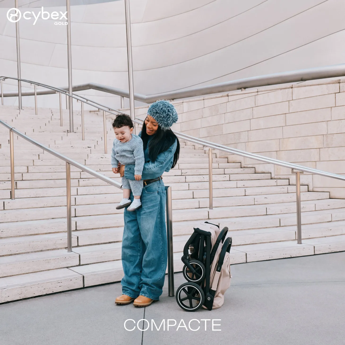 Cybex Poussette Compacte et Citadine Beezy Châssis Noir - Candy Pink